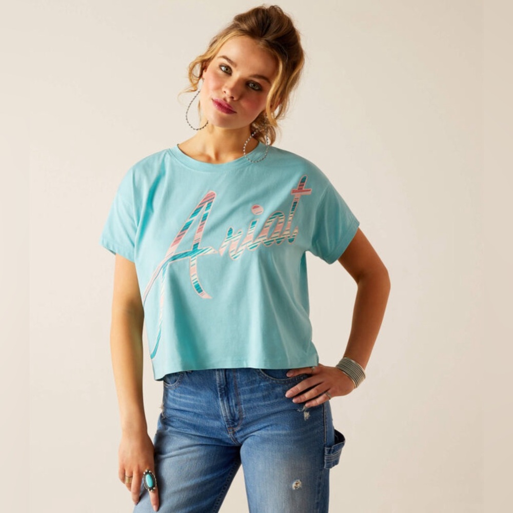 Ariat Mills Cropped at Waist Blue  T-shirt